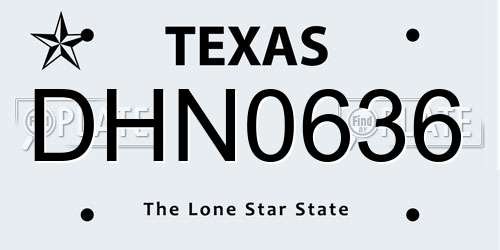 DHN0636 Texas License Plate