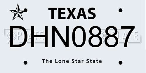 DHN0887 Texas License Plate