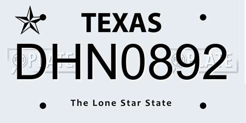 DHN0892 Texas License Plate