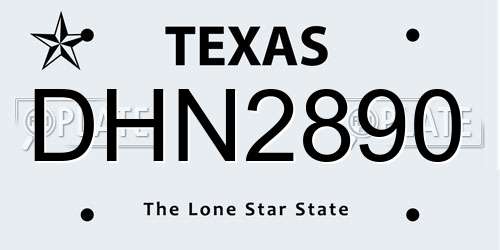 DHN2890 Texas License Plate