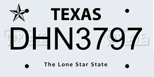 DHN3797 Texas License Plate
