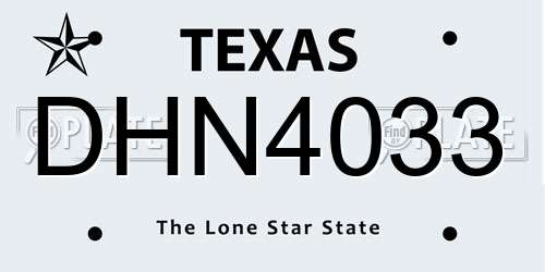 DHN4033 Texas License Plate