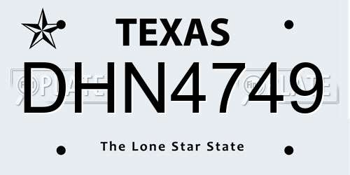 DHN4749 Texas License Plate
