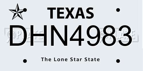 DHN4983 Texas License Plate