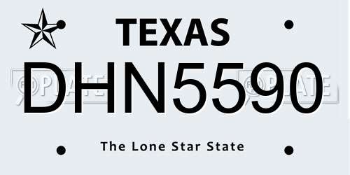DHN5590 Texas License Plate