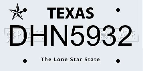DHN5932 Texas License Plate