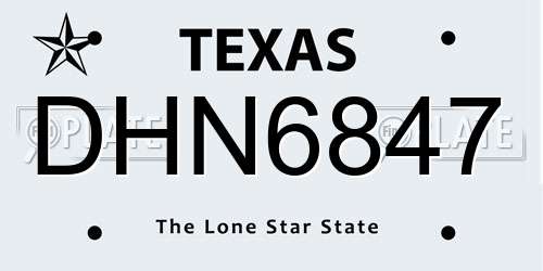 DHN6847 Texas License Plate