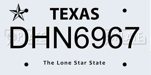 DHN6967 Texas License Plate