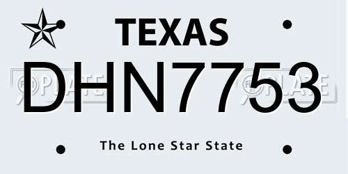 DHN7753 Texas License Plate