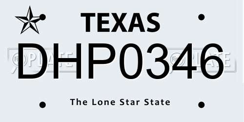 DHP0346 Texas License Plate