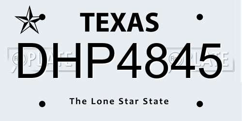 DHP4845 Texas License Plate