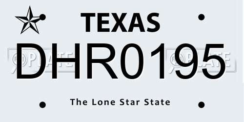 DHR0195 Texas License Plate