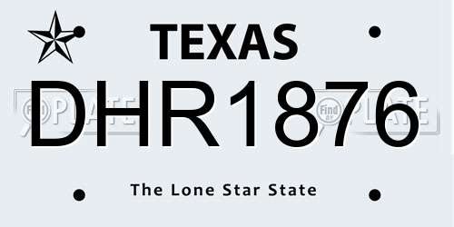 DHR1876 Texas License Plate