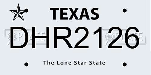 DHR2126 Texas License Plate