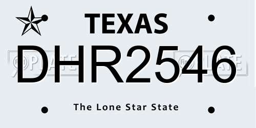 DHR2546 Texas License Plate
