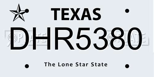 DHR5380 Texas License Plate