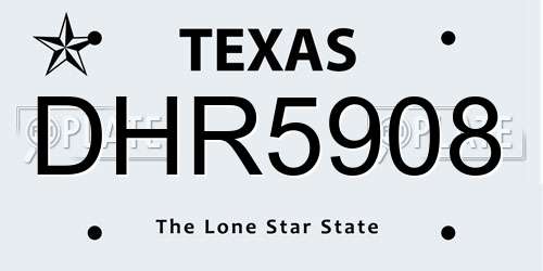 DHR5908 Texas License Plate