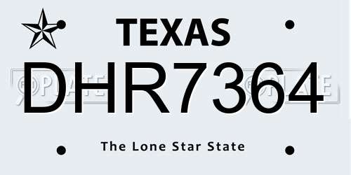 DHR7364 Texas License Plate