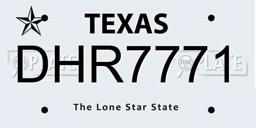 DHR7771 Texas License Plate