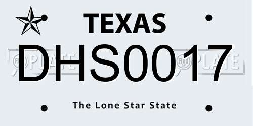 DHS0017 Texas License Plate