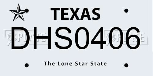 DHS0406 Texas License Plate