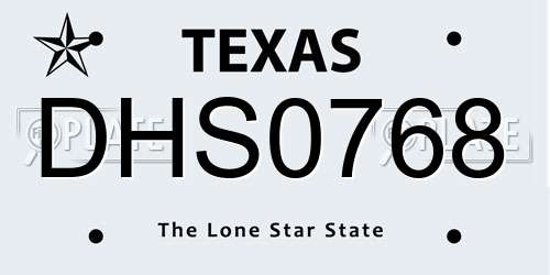 DHS0768 Texas License Plate