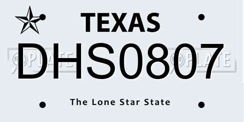 DHS0807 Texas License Plate