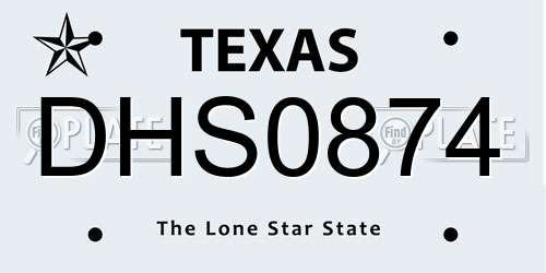 DHS0874 Texas License Plate