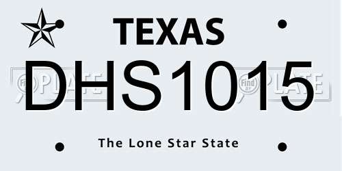 DHS1015 Texas License Plate