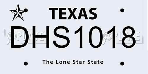 DHS1018 Texas License Plate
