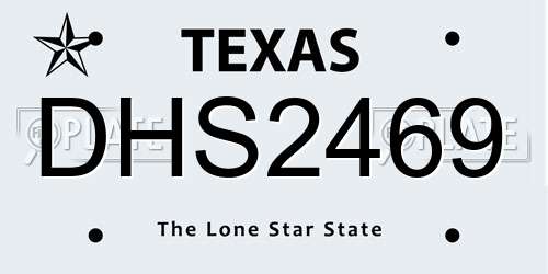 DHS2469 Texas License Plate