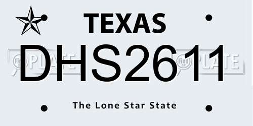 DHS2611 Texas License Plate