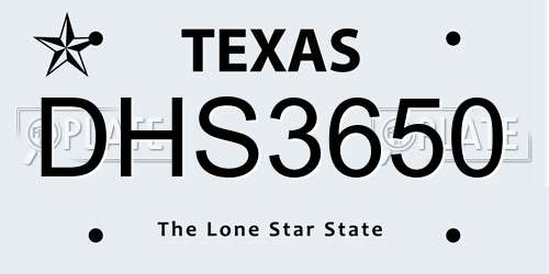 DHS3650 Texas License Plate