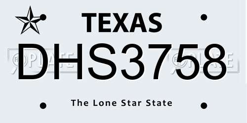 DHS3758 Texas License Plate