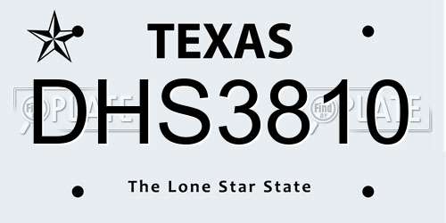 DHS3810 Texas License Plate