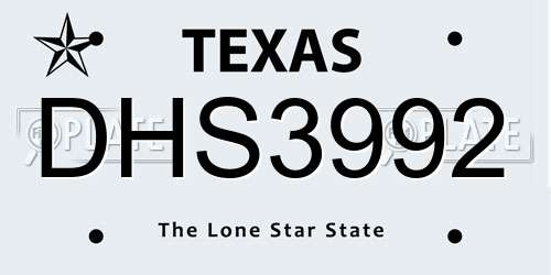 DHS3992 Texas License Plate