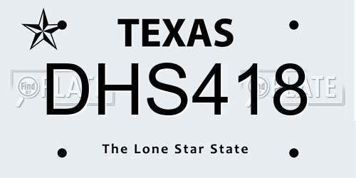 DHS418 Texas License Plate