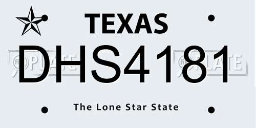 DHS4181 Texas License Plate