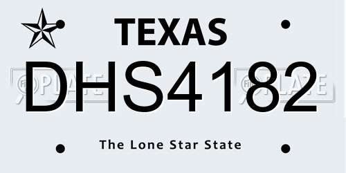 DHS4182 Texas License Plate