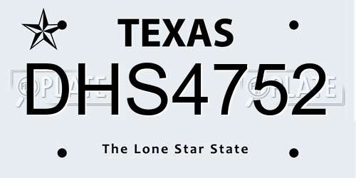 DHS4752 Texas License Plate