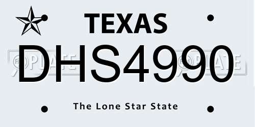 DHS4990 Texas License Plate