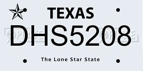 DHS5208 Texas License Plate
