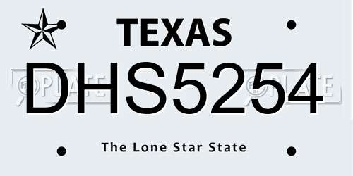 DHS5254 Texas License Plate