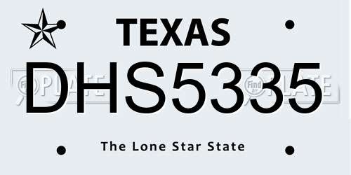 DHS5335 Texas License Plate