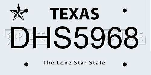 DHS5968 Texas License Plate