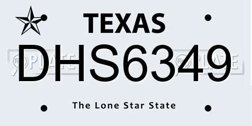 DHS6349 Texas License Plate