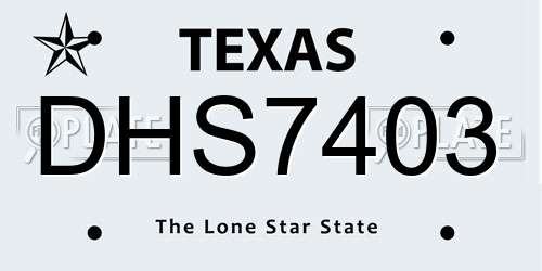 DHS7403 Texas License Plate
