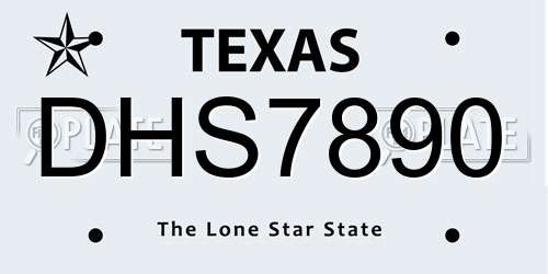 DHS7890 Texas License Plate