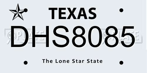 DHS8085 Texas License Plate
