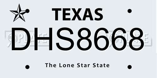 DHS8668 Texas License Plate